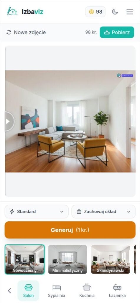 Izbaviz - aplikacja do projektowania wnętrz AI