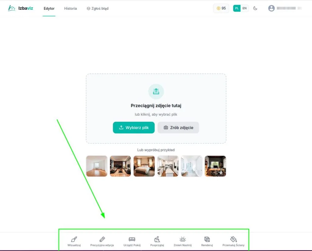 Narzędzia do wizualizacji wnętrz AI w Izbaviz